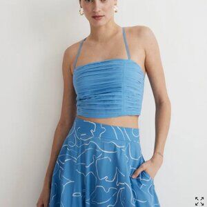 Madewell Poplin Crop Tube Top, Color: Ornamental Blue, Size: 4
